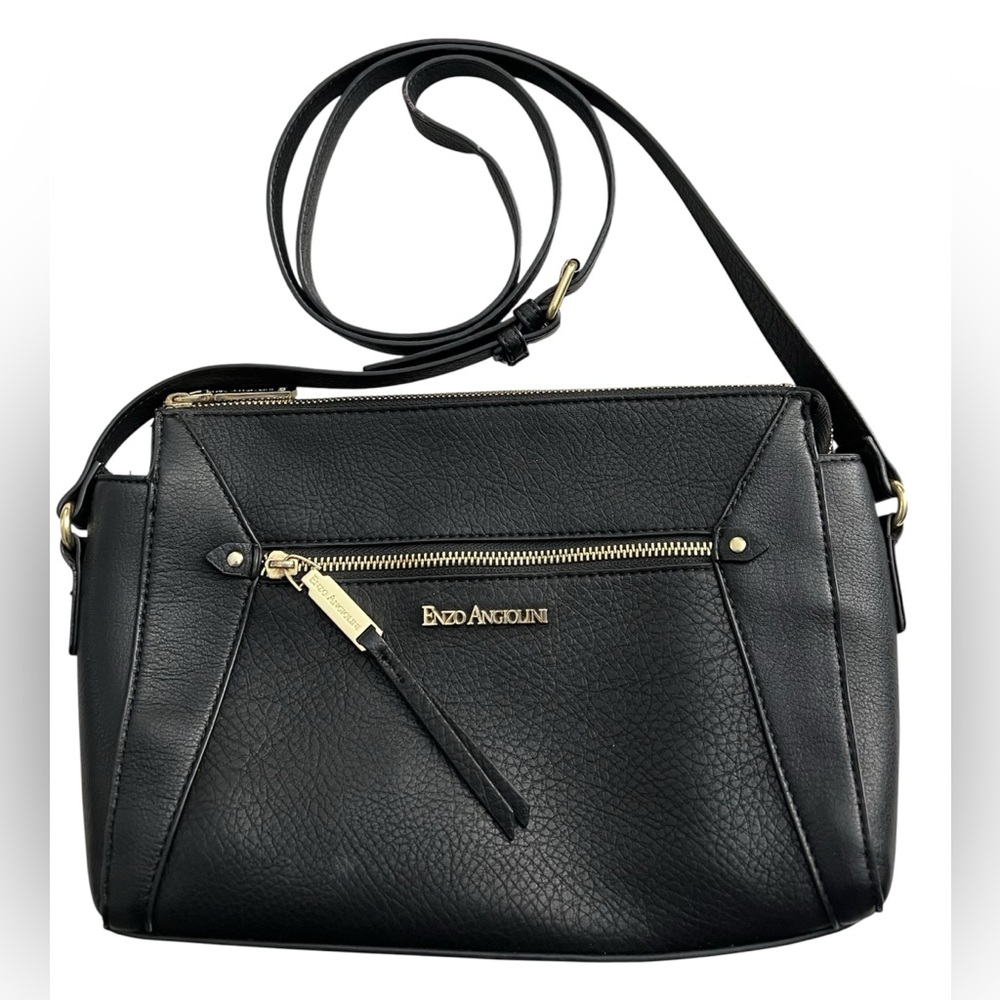 Enzo Angiolini Black Crossbody Bag with Gold Accents